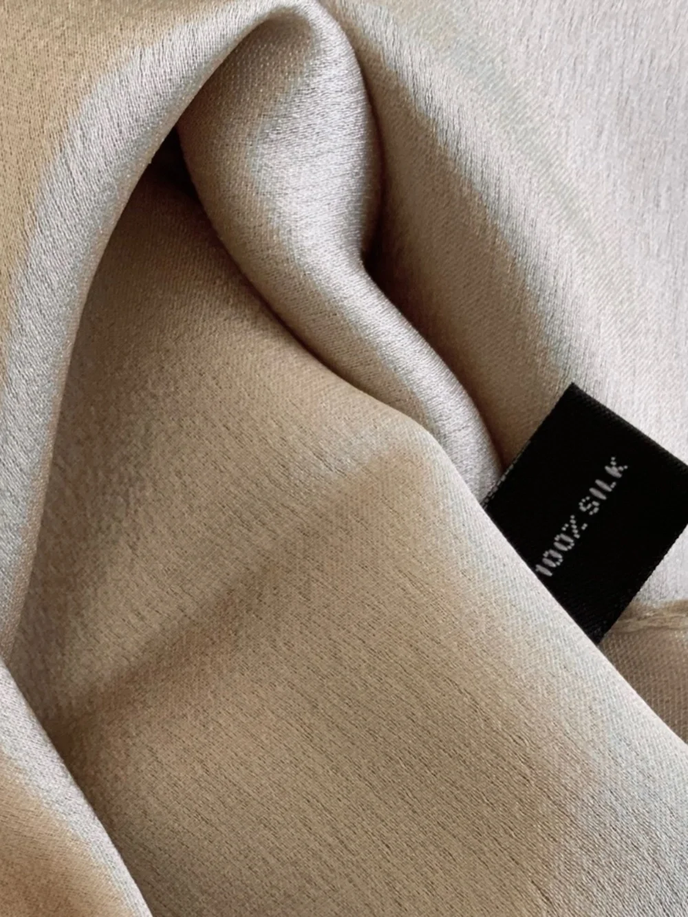 100% SILK SATIN Champagne Large Shawl Scarf Taupe Wedding Cover Up Evening Wrap